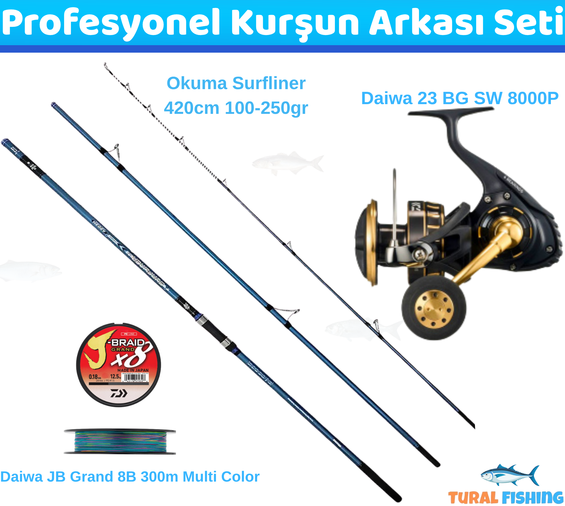 PROFESYONEL KURŞUN ARKASI SURF OLTA SETİ
