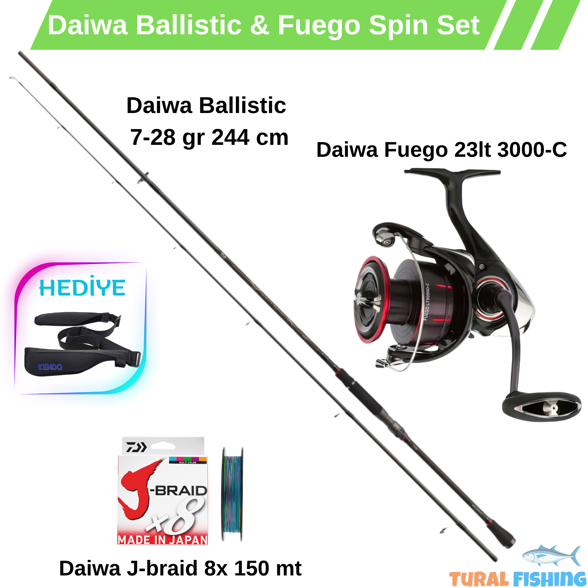 Daiwa Ballistic & Fuego  ve J-braid Tam Set Daiwa